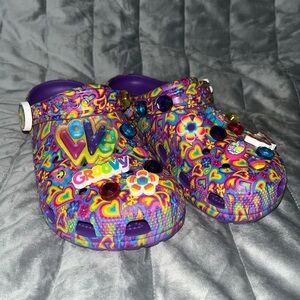 Lisa Frank Crocs with Jibbitz, Women’s size 10, Men’s 8